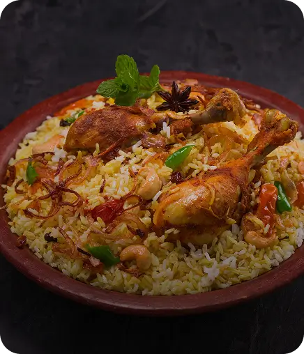 Chicken biryani plate at Kyra Food Street