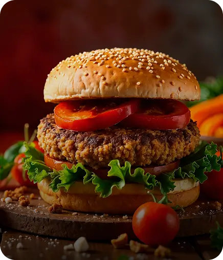 Veg burger with lettuce and tomato at Kyra Food Street