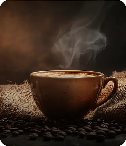 Steaming hot coffee at Kyra Food Street