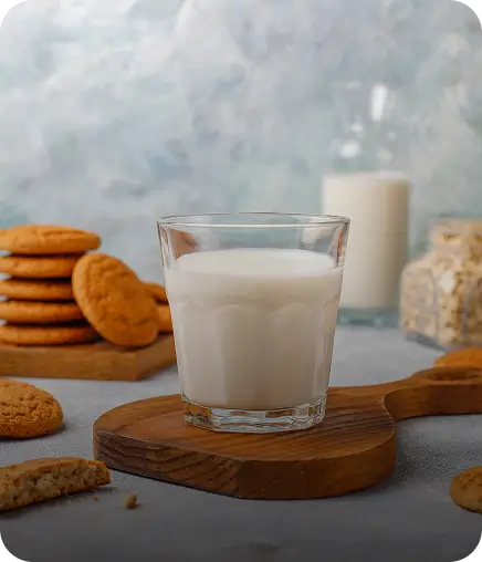 Glass of milk with cookies at Kyra Food Street