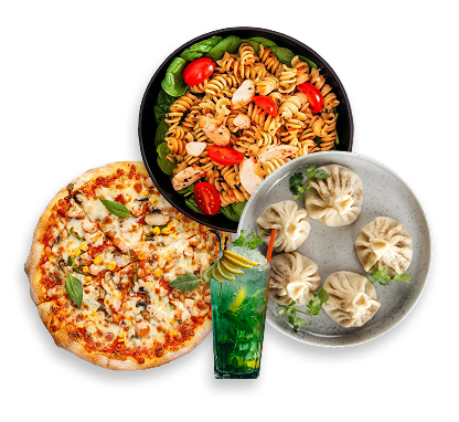 Pizza, pasta, momos, and mojito at Kyra Food Street