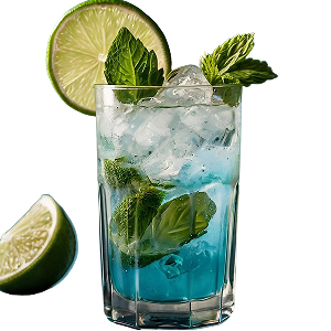 Blue mojito with lime and mint at Kyra Food Street