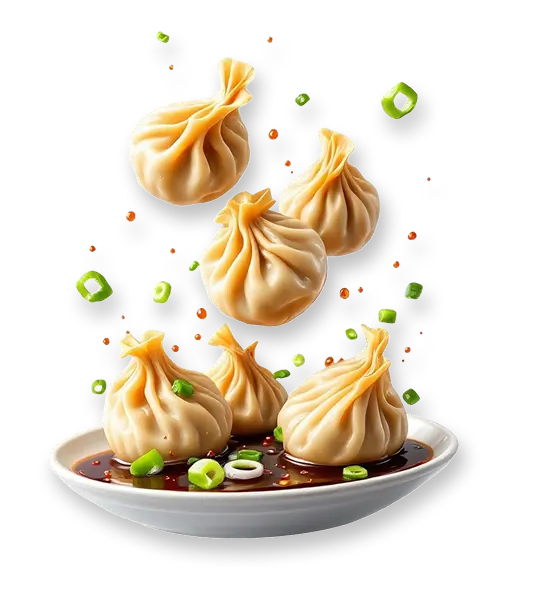 Steamed dumplings with spicy sauce served fresh at Kyra Food Street.
